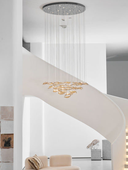 Galaxy Wave Floating Leaf Crystal Spiral Chandelier