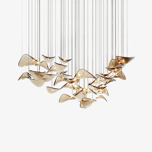 Galaxy Wave Floating Leaf Crystal Spiral Chandelier