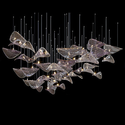 Galaxy Wave Floating Leaf Crystal Spiral Chandelier