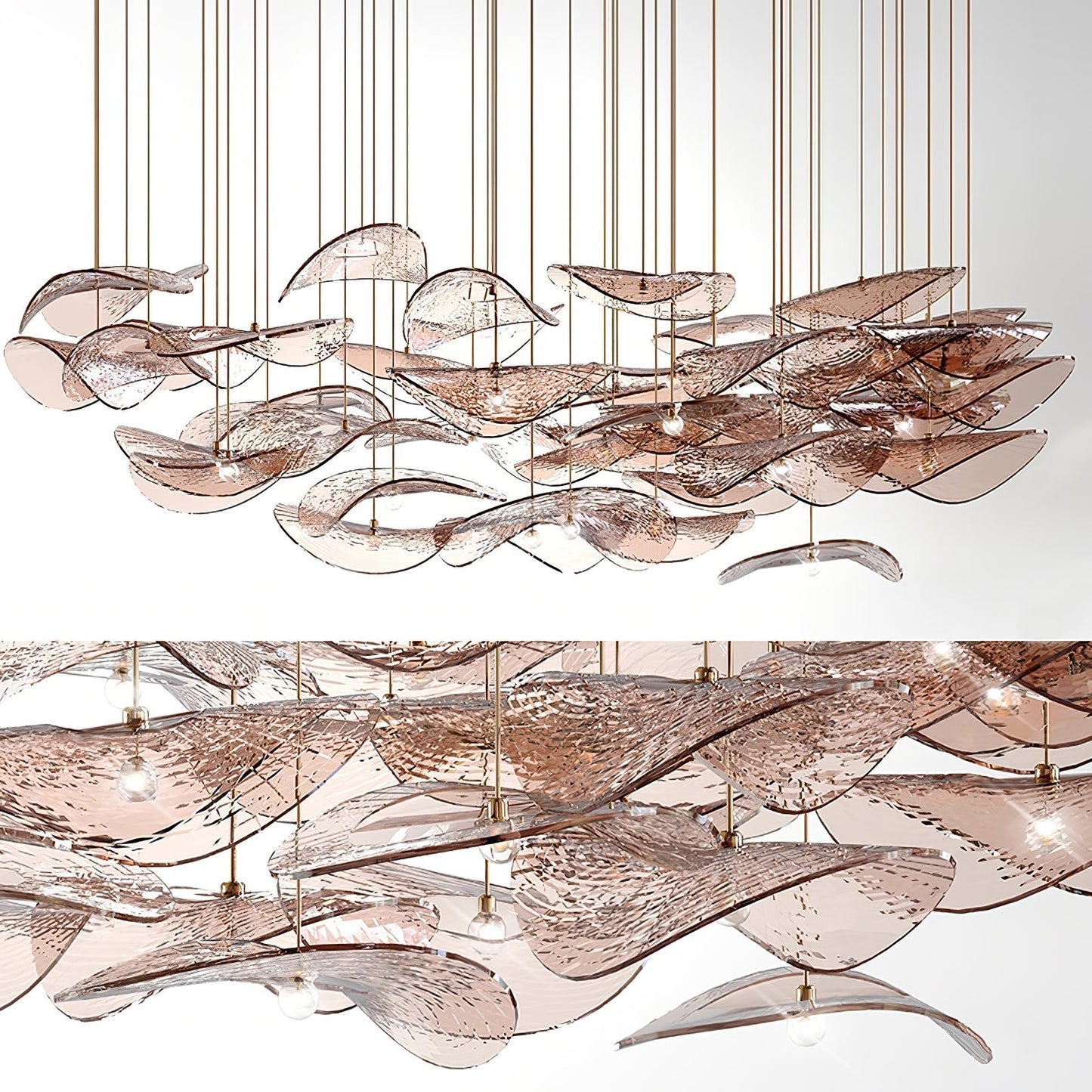 Galaxy Wave Floating Leaf Crystal Spiral Chandelier