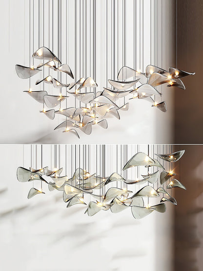 Galaxy Wave Floating Leaf Crystal Spiral Chandelier
