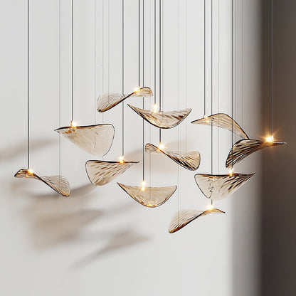 Galaxy Wave Floating Leaf Crystal Spiral Chandelier