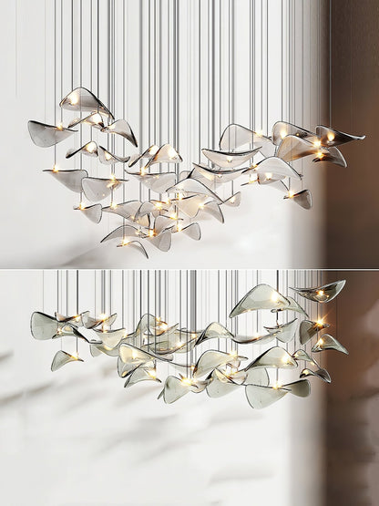 Galaxy Wave Floating Leaf Crystal Spiral Chandelier