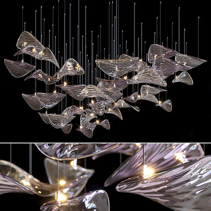 Galaxy Wave Floating Leaf Crystal Spiral Chandelier
