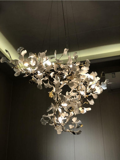 Zinnia Luxurious White Porcelain Chandelier: Exquisite Porcelain Light Fixture With Chrome Or Gold Frame