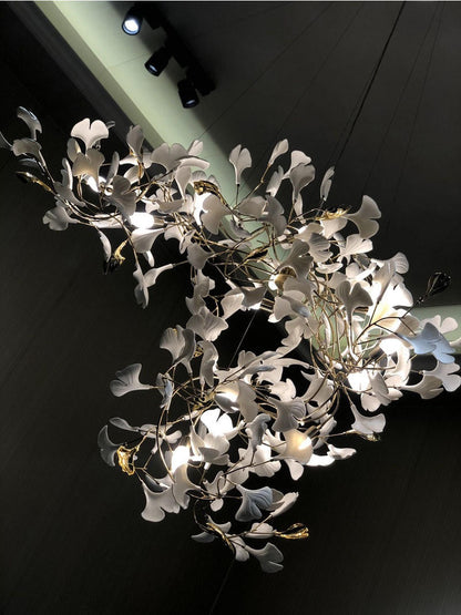 Zinnia Luxurious White Porcelain Chandelier: Exquisite Porcelain Light Fixture With Chrome Or Gold Frame