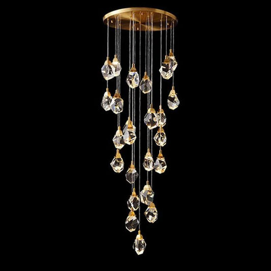 Eve Faceted Crystal Staircase Long Chandelier - Richardrider