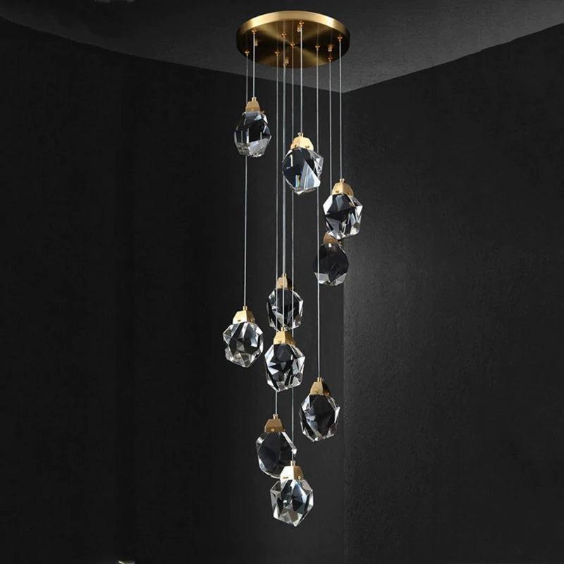 Eve Faceted Crystal Staircase Long Chandelier - Richardrider