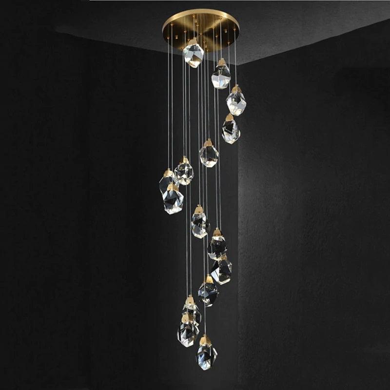 Eve Faceted Crystal Staircase Long Chandelier - Richardrider