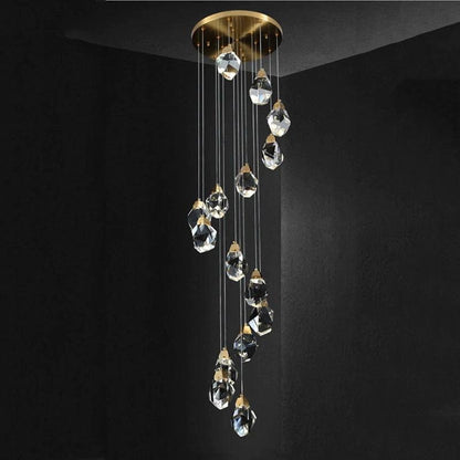 Eve Faceted Crystal Staircase Long Chandelier - Richardrider