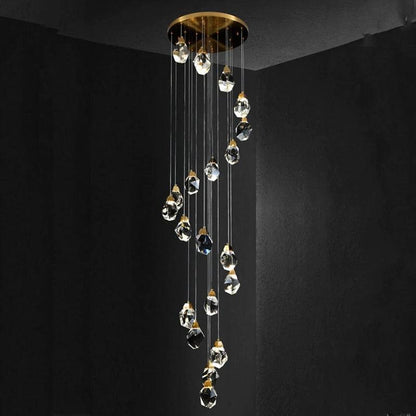 Eve Faceted Crystal Staircase Long Chandelier - Richardrider