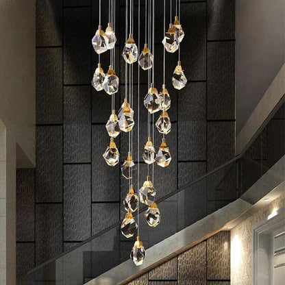 Eve Faceted Crystal Staircase Long Chandelier - Richardrider