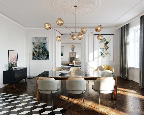 Modern Sputnik Smoky Gray/Amber Glass Branch Chandelier for Kitchen Island/Dining Room - Richardrider
