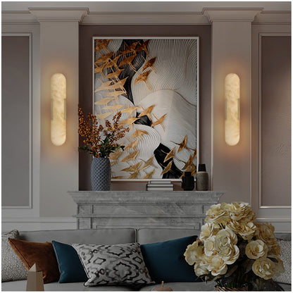 19.7in Natural Marble Wall Sconce, Gold Sconces Set Of Two, Indoor Modern Bathroom Sconces Wall Lighting For Living Room, Bedroom, Hallway, Stairs