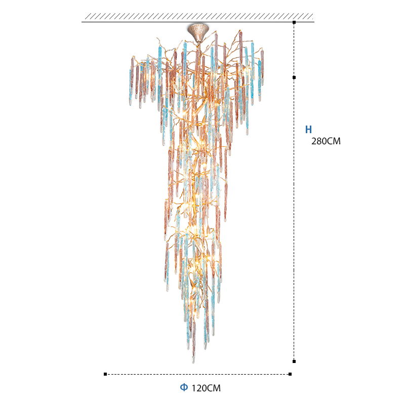 Dora Raindrop Colorful Crystal Staircase Chandelier - Richardrider