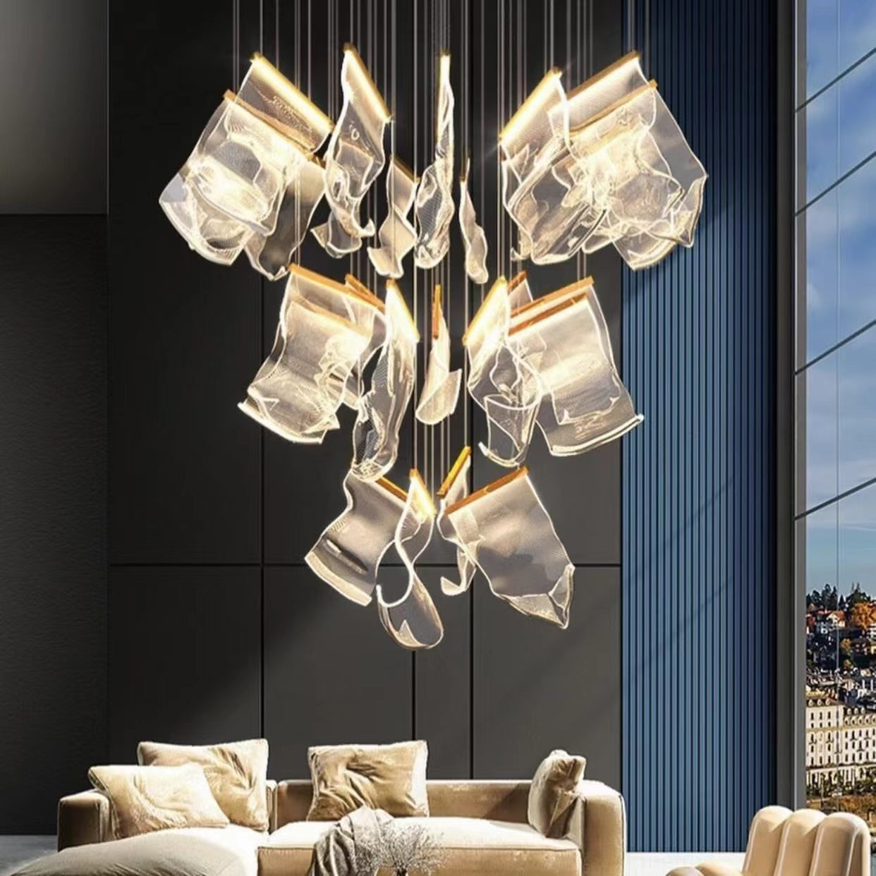 Extra Large Modern Paper Chandelier For Staircase / Foyer Villa Hall Ceiling - Richardrider