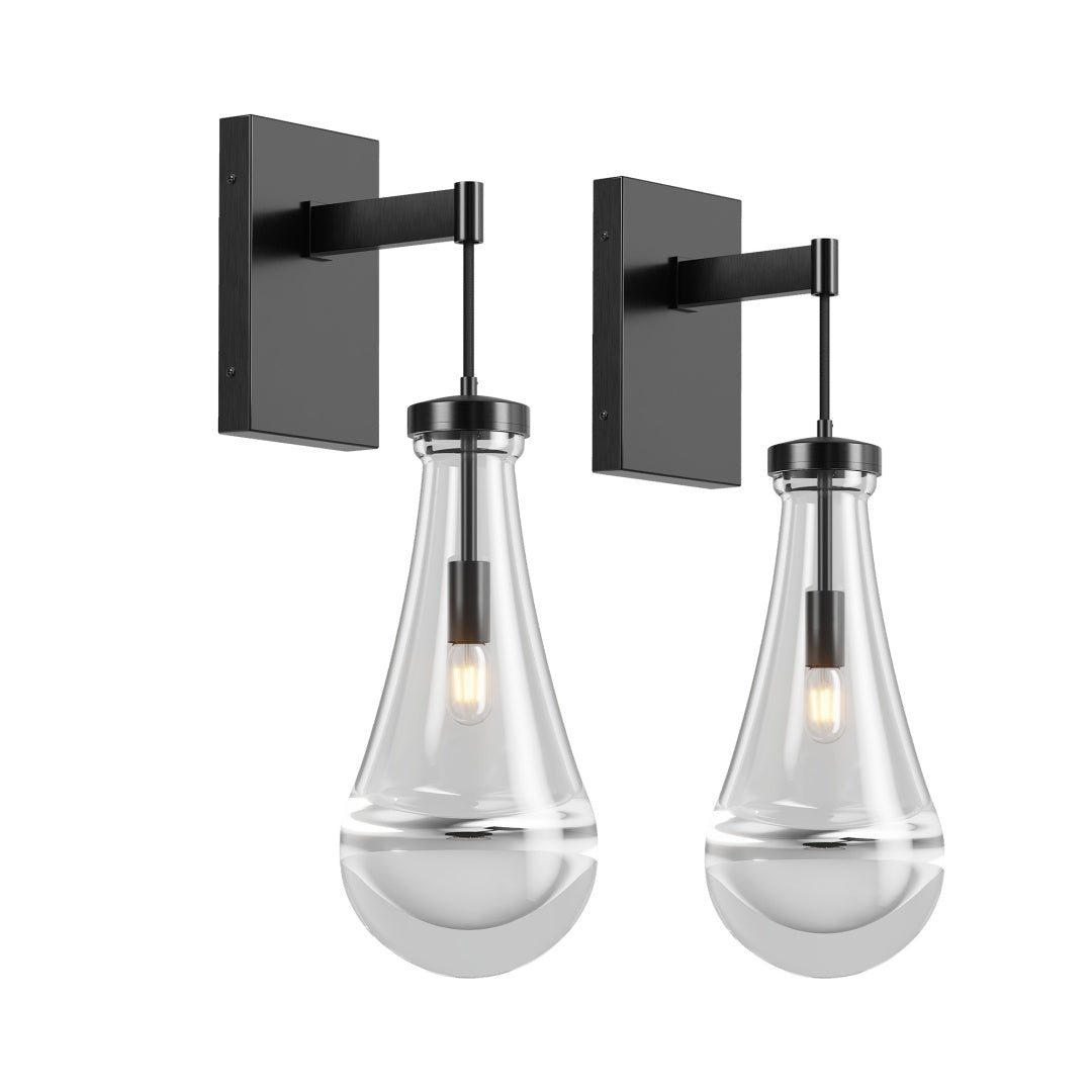 Wall Sconces, Black Wall Sconces Modern Bathroom Lights, Sconces Wall Lighting With Clear Glass, Wall Mounted Light Wall Lamp For Living Room Hallway Reception Desk