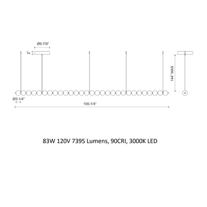 Nivavyn LED Chandelier Polycarbonate & Steel 79"W x 3.25"D