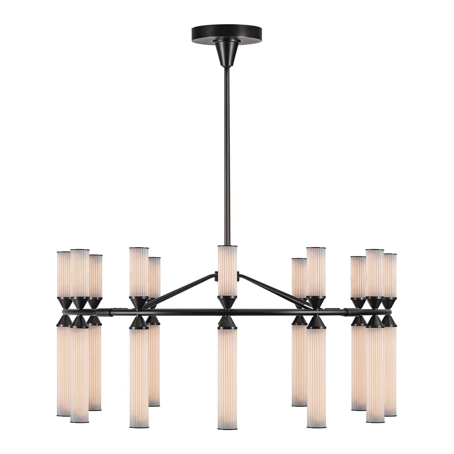 Orovaro LED Chandelier Steel & Frosted Glass 37.5"D