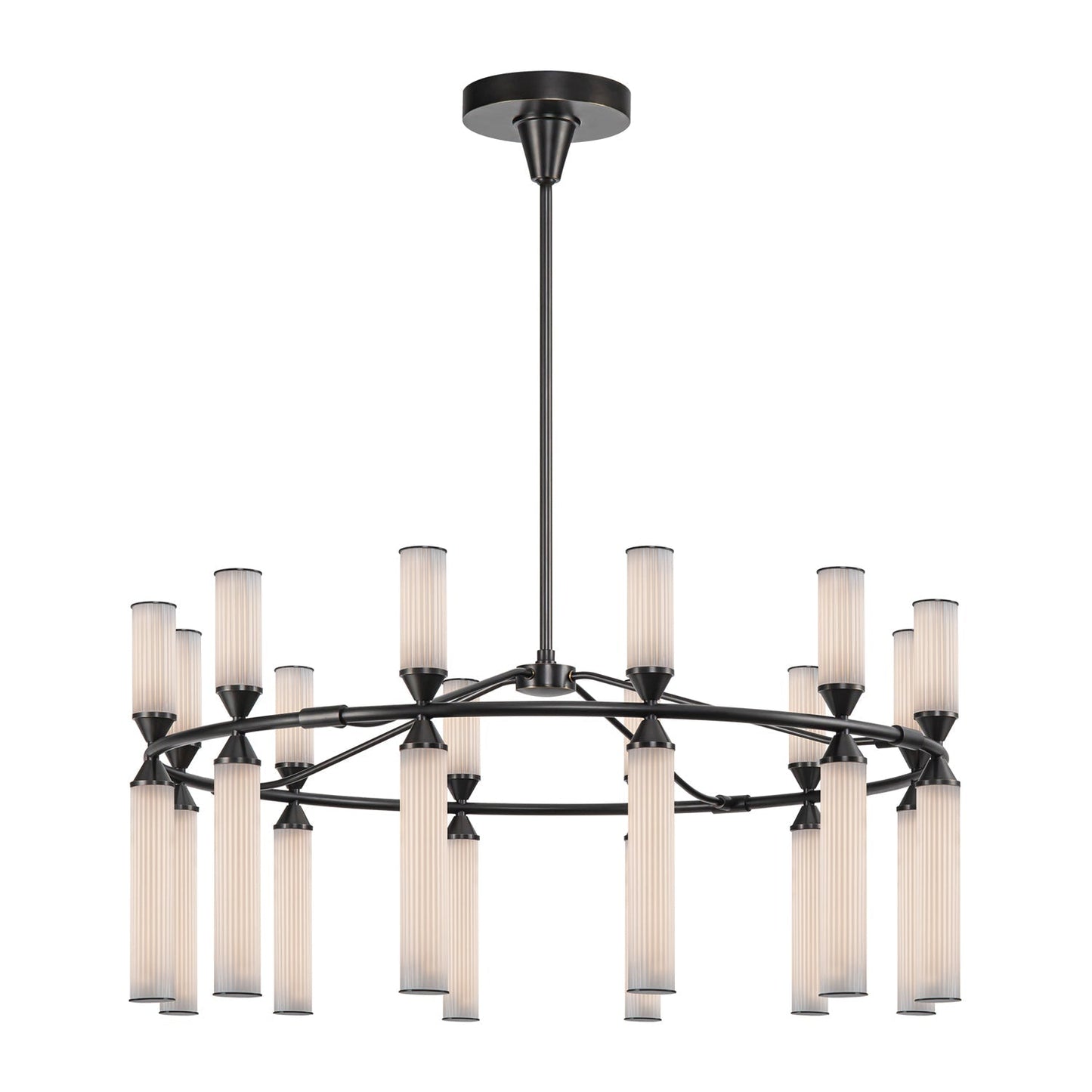 Orovaro LED Chandelier Steel & Frosted Glass 37.5"D