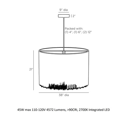 Lunouvra LED Chandelier Iron 38"D