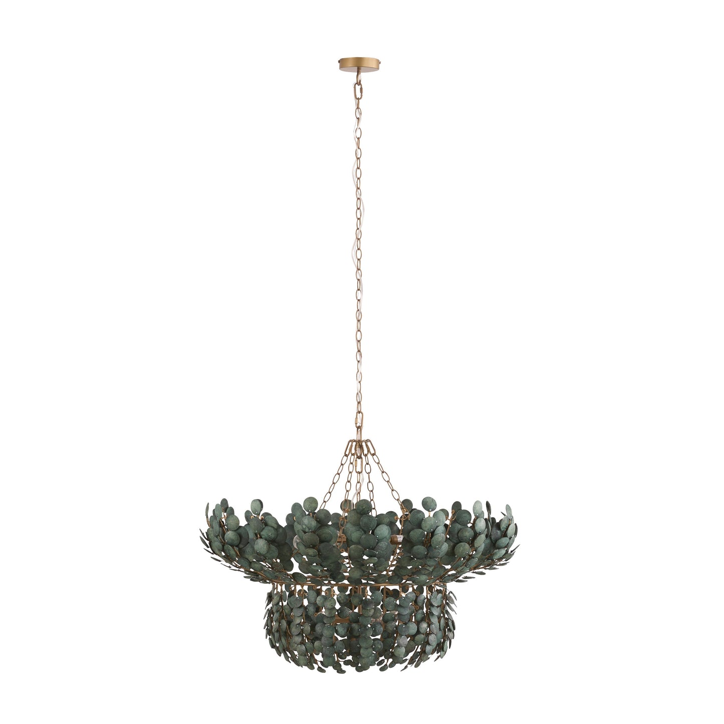 Galorion Chandelier Eucalyptus Coconut Shell & Iron 40"D