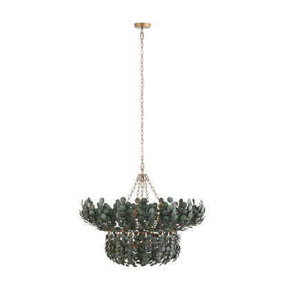 Galorion Chandelier Eucalyptus Coconut Shell & Iron 40"D
