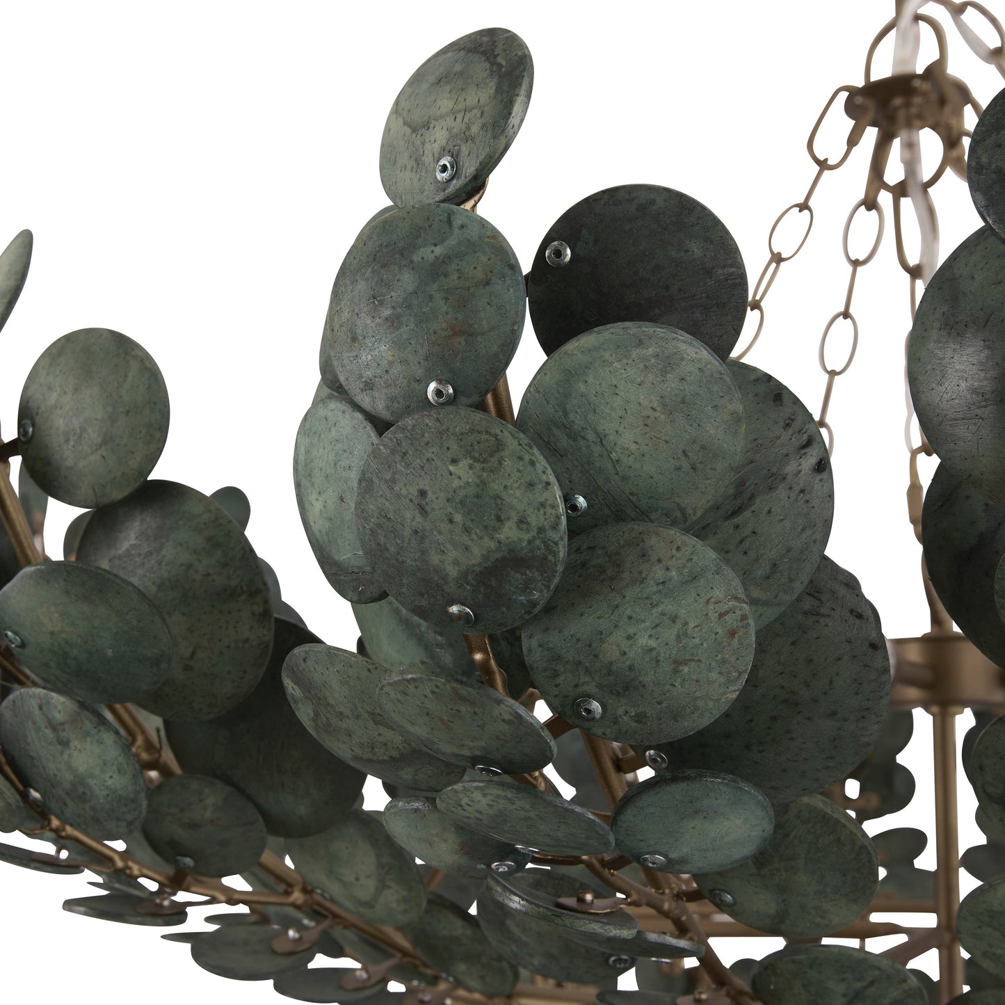 Galorion Chandelier Eucalyptus Coconut Shell & Iron 40"D