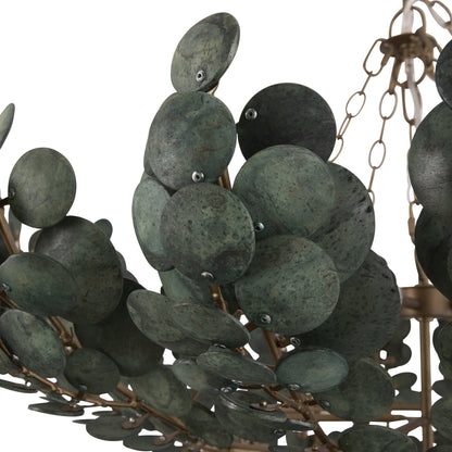 Galorion Chandelier Eucalyptus Coconut Shell & Iron 40"D