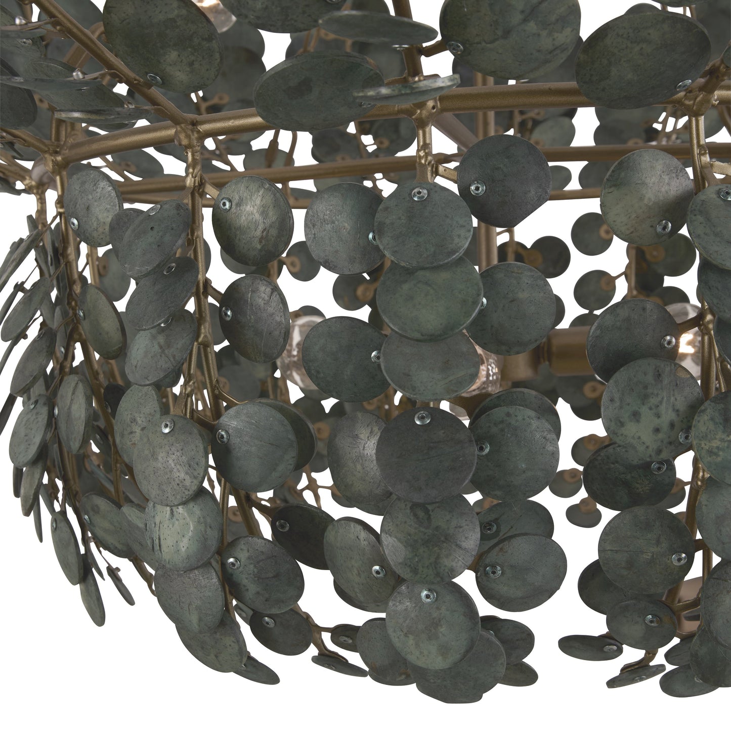 Galorion Chandelier Eucalyptus Coconut Shell & Iron 40"D