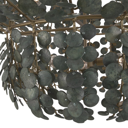 Galorion Chandelier Eucalyptus Coconut Shell & Iron 40"D