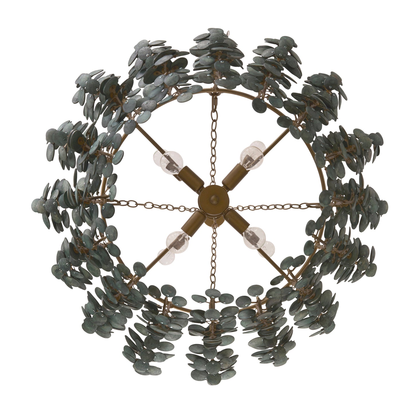 Galorion Chandelier Eucalyptus Coconut Shell & Iron 40"D