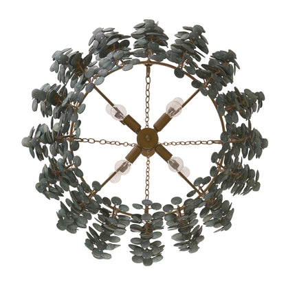 Galorion Chandelier Eucalyptus Coconut Shell & Iron 40"D