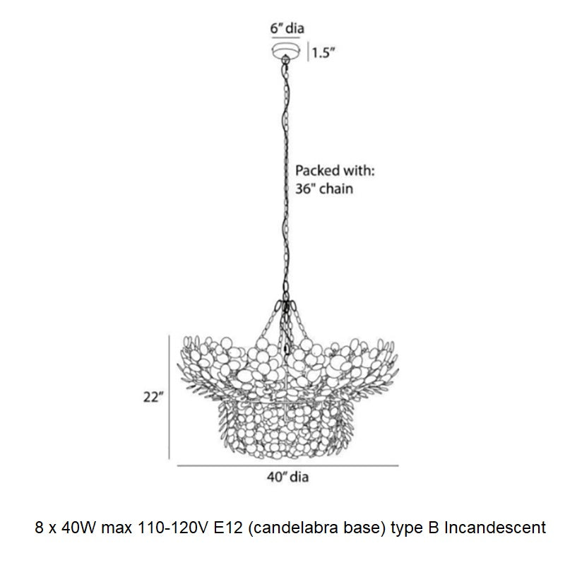 Galorion Chandelier Eucalyptus Coconut Shell & Iron 40"D