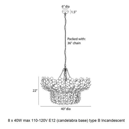 Galorion Chandelier Eucalyptus Coconut Shell & Iron 40"D