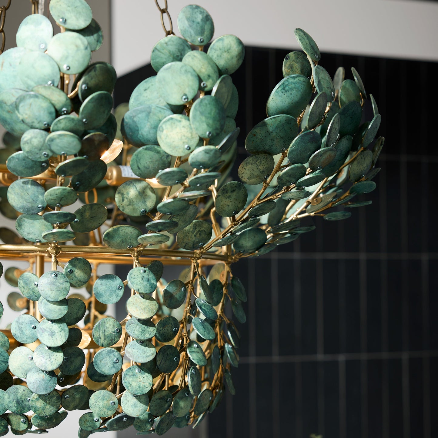 Galorion Chandelier Eucalyptus Coconut Shell & Iron 40"D
