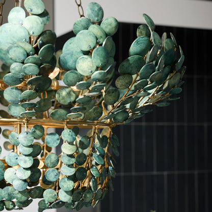 Galorion Chandelier Eucalyptus Coconut Shell & Iron 40"D