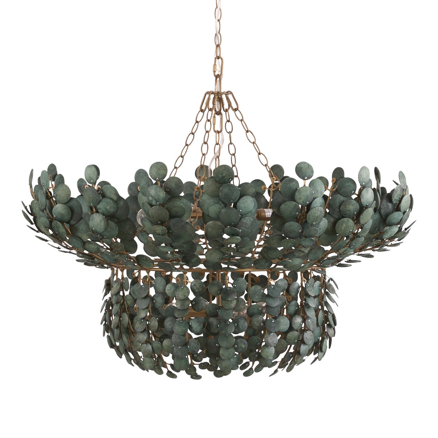 Galorion Chandelier Eucalyptus Coconut Shell & Iron 40"D