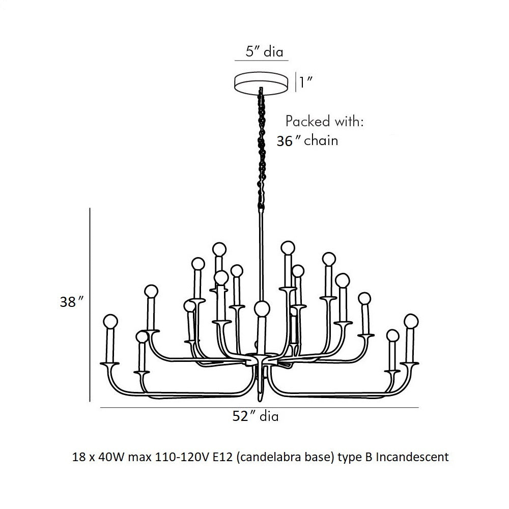 Kaiouvra Chandelier Steel 52"D