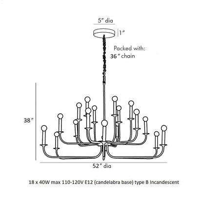Kaiouvra Chandelier Steel 52"D