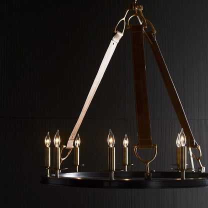 Syleinix Chandelier Iron & Leather 33"D