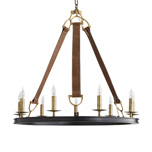 Syleinix Chandelier Iron & Leather 33"D