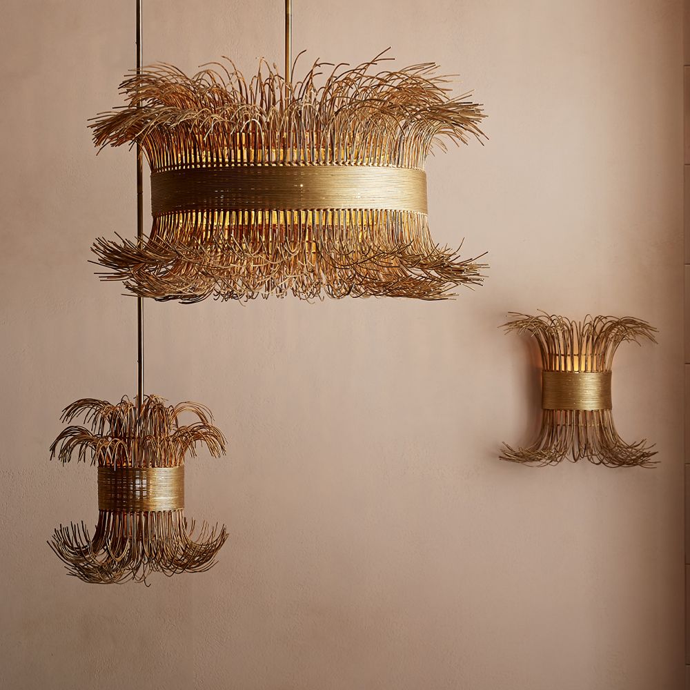 Aviolume Chandelier Rattan & Steel 42"D