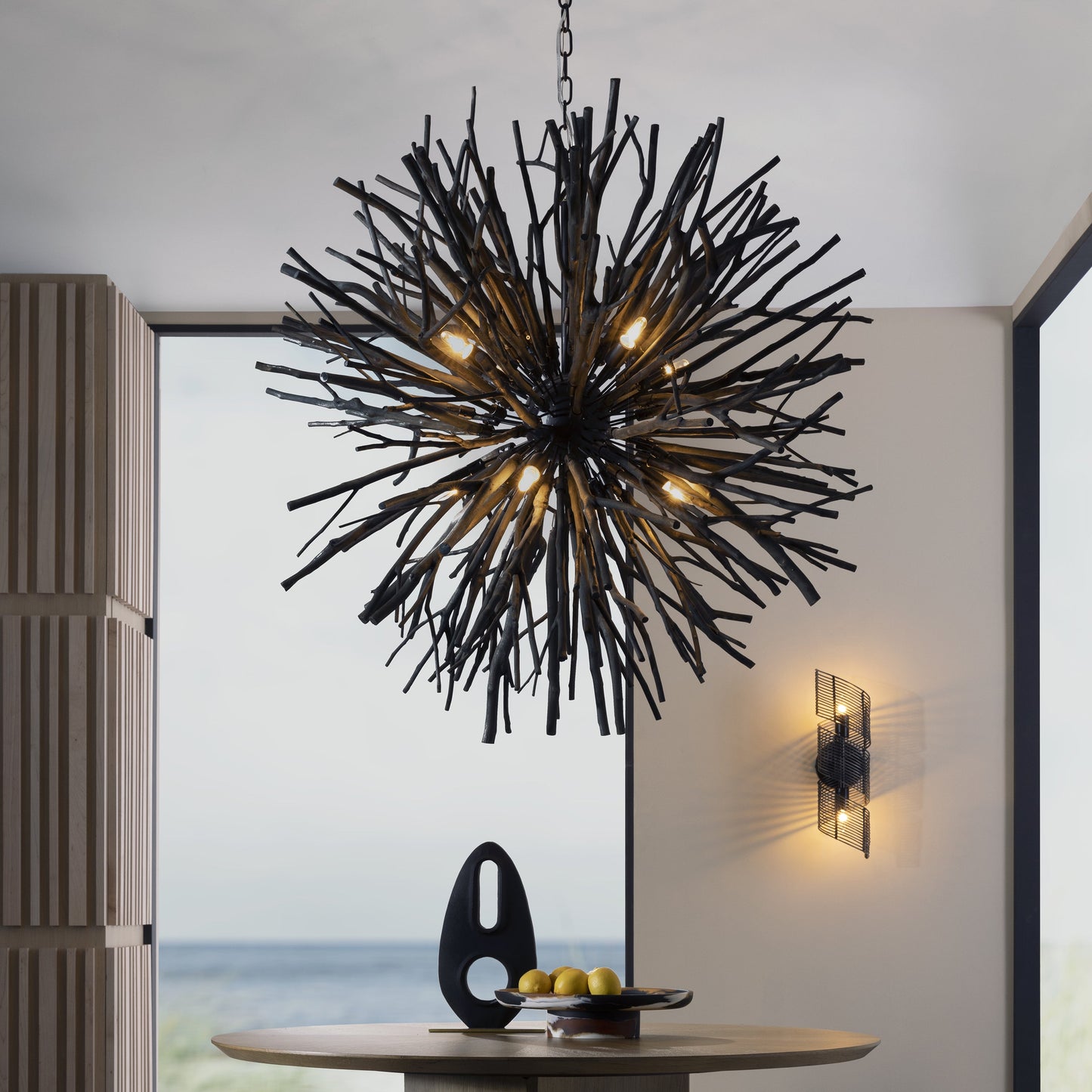 Rhoilume Chandelier Wood & Steel 43"D