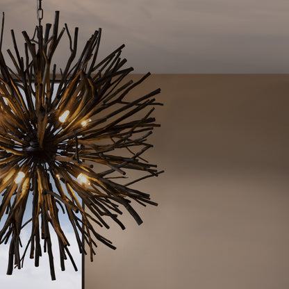 Rhoilume Chandelier Wood & Steel 43"D