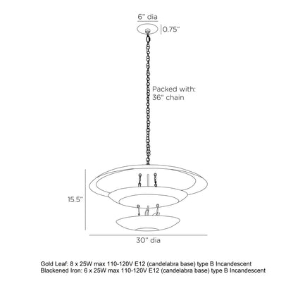 Eonasera Chandelier Iron 24.5"D