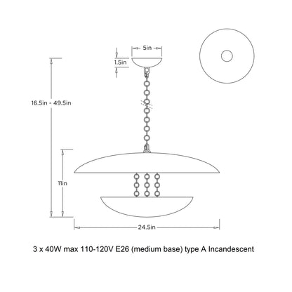 Eonasera Chandelier Iron 24.5"D