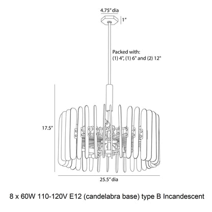 Avieinix Chandelier Iron & Glass & Seedy 25.5"D