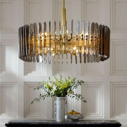 Avieinix Chandelier Iron & Glass & Seedy 25.5"D