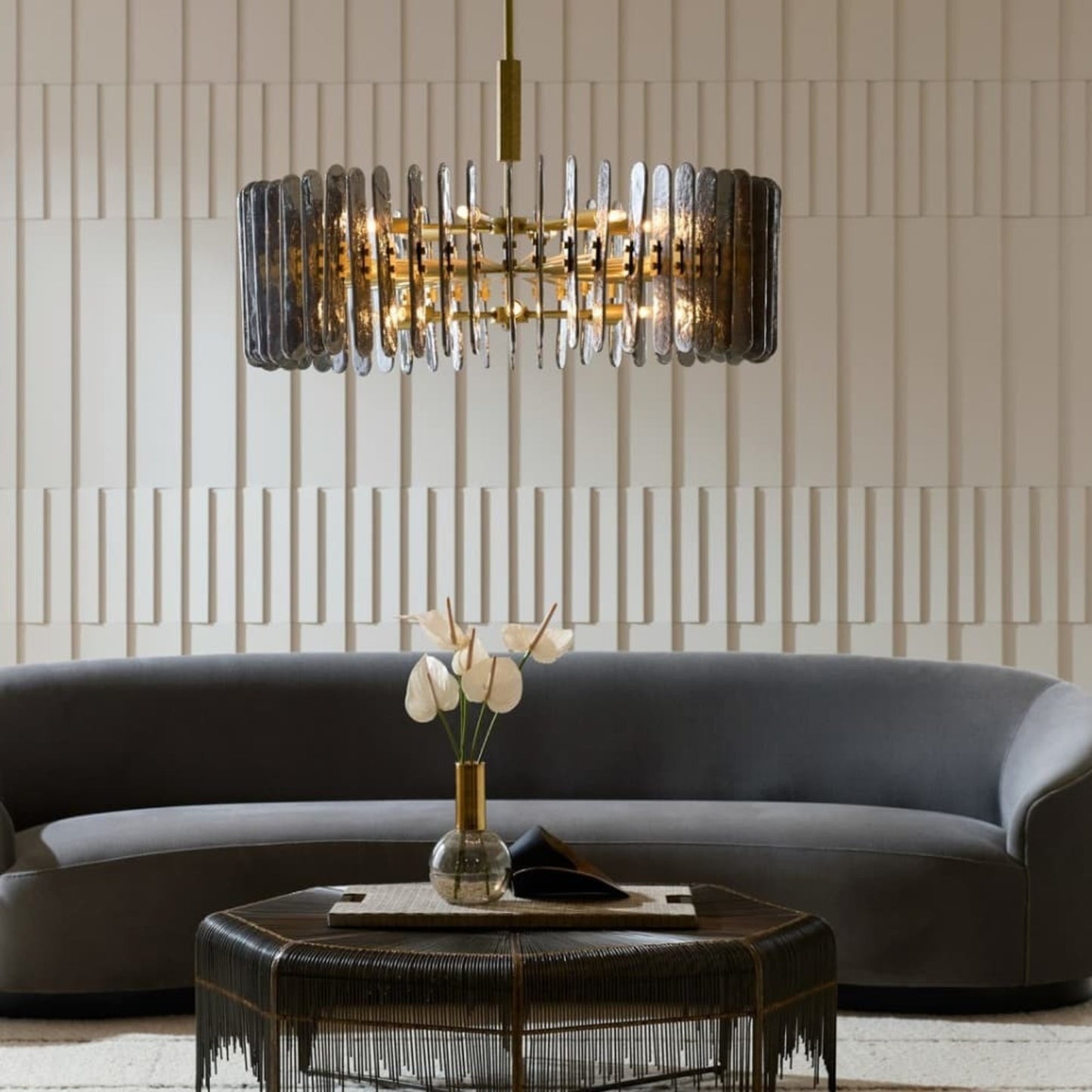 Avieinix Chandelier Iron & Glass & Seedy 25.5"D